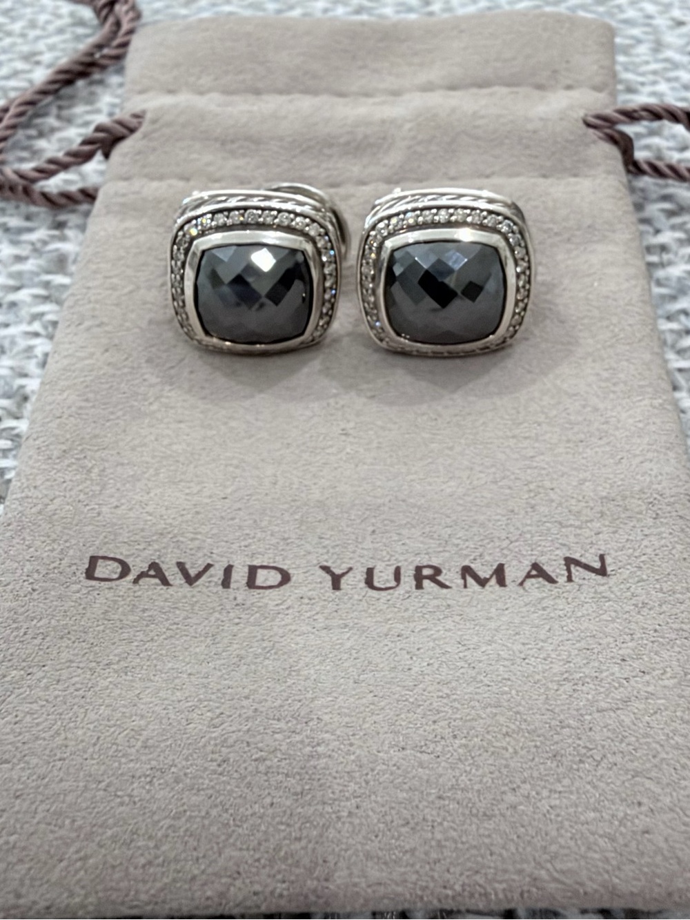 David Yurman Faceted Hematite and Pavé Sterling Silver Earrings - Gray